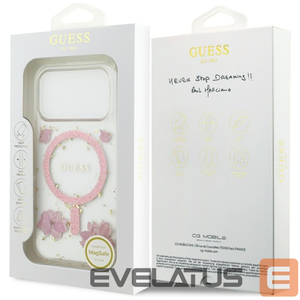 Other goods Guess Guess Resin Flowers Glitter MagSafe Case for iPhone 17 Pro - Pink