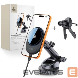 Other goods Tech-Protect  Tech-Protect V21 MagSafe Car Holder with 25W QI2.2 Inductive Charger for Cockpit/Windshield/Air Vent - Black 