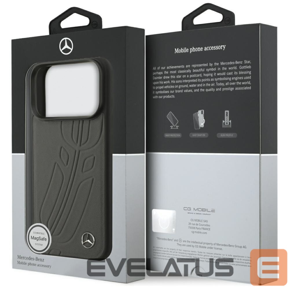 Other goods Mercedes-Benz Mercedes Leather Large Laurel Leave MagSafe Case for iPhone 17 Pro - Black and Gray