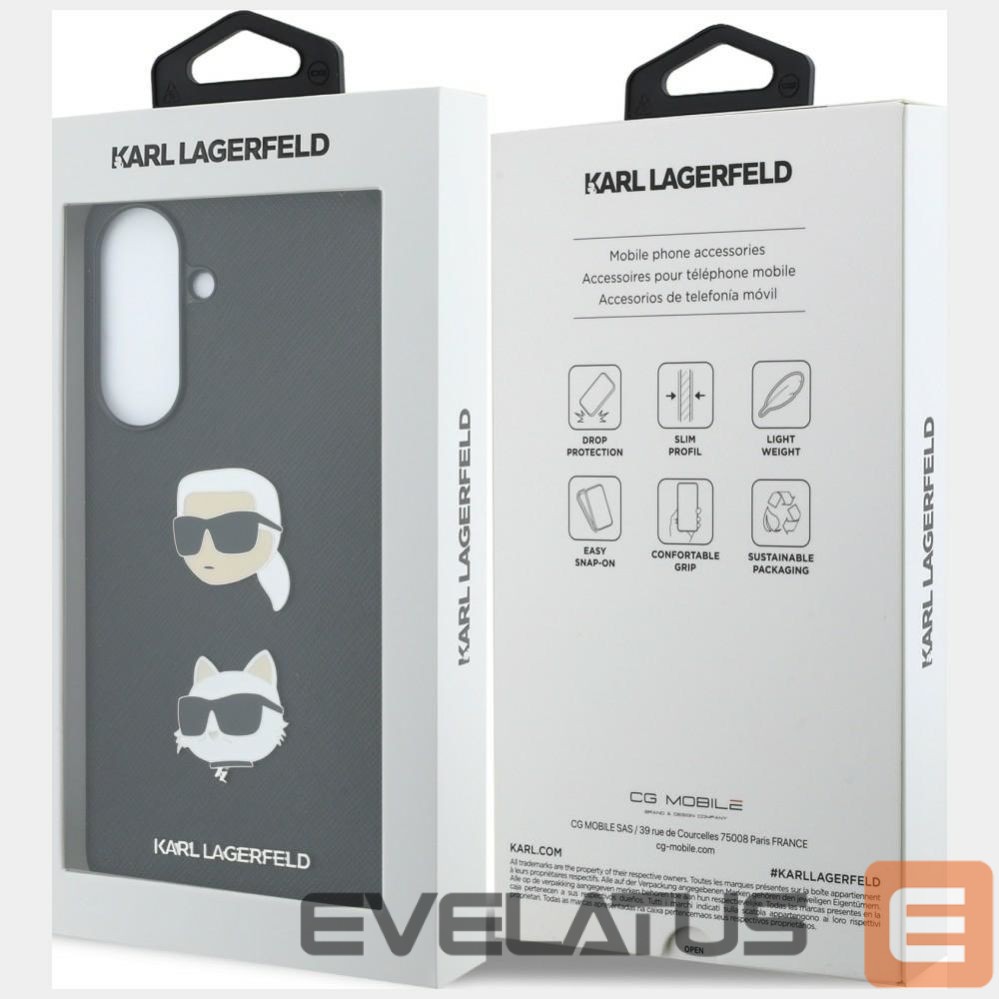 Back panel cover Karl Lagerfeld Airtag case with spring buckle, set of 2 - black Black