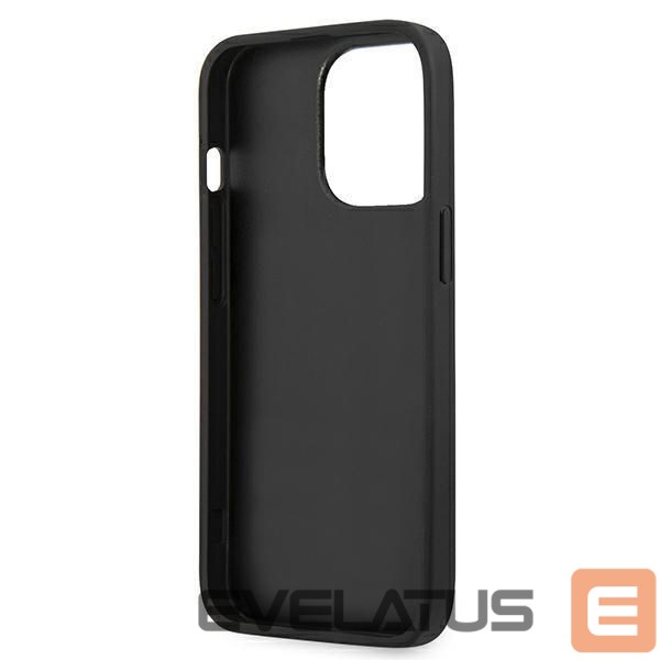 Back panel cover Karl Lagerfeld Karl Lagerfeld KLHCP13XPKMB iPhone 13 Pro Max 6,7" niebieski/blue hardcase Leather Ikonik Karl`s Head Metal