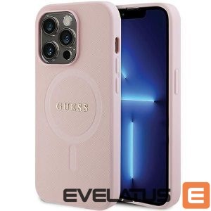 Back panel cover Guess  Guess GUHMP14LPSAHMCP case for iPhone 14 Pro - pink Saffiano MagSafe 