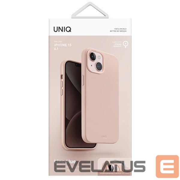 Back panel cover UNIQ Uniq Lino Hue Magclick Charging case for iPhone 15 - pink
