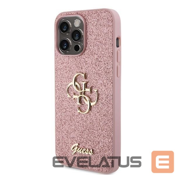 Back panel cover Guess Guess GUHCP15LHG4SGP iPhone 15 Pro 6.1" pink/pink hardcase Glitter Script Big 4G