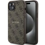 Back panel cover Guess  Guess 4G Collection Leather Metal Logo MagSafe Case for iPhone 15 Plus / 14 Plus - Brown 