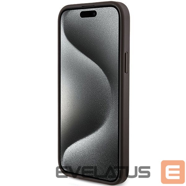 Back panel cover Guess Guess 4G Collection Leather Metal Logo MagSafe Case for iPhone 15 Plus / 14 Plus - Brown