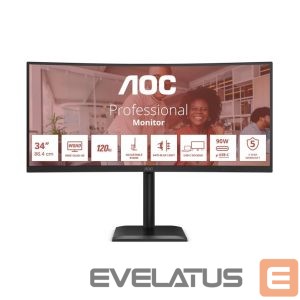 Monitor AOC  CU34E4CV | 34 " | VA | 21:9 | 120 Hz | 4 ms | 3440 x 1440 pixels | HDMI ports quantity 2 | Black 