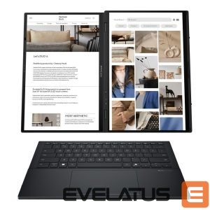 Laptop computer Asus  | Zenbook Duo UX8406CA-QL287W | Inkwell Gray | 14 " | OLED | Touchscreen | FHD | 1920 x 1200 pixels | Intel Core Ultra 7 | 255H | 16 GB | LPDDR5X | Solid-state drive capacity 1000 GB | Intel Arc Graphics | Windows 11 Home | 802.11be | Bluetooth version 5.4 | Keyboard language US international | Keyboard backlit | Warranty 24 month(s) | Battery warranty 12 month(s) 