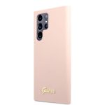 Back panel cover Guess Samsung Samsung S22 Ultra Silicone Metal Logo Case Pink