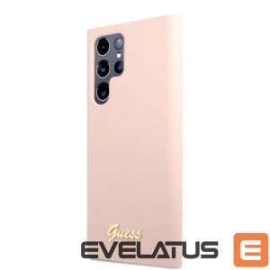 Back panel cover Guess Samsung Samsung S22 Ultra Silicone Metal Logo Case Pink