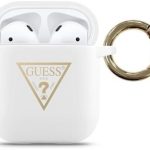 Headphone case Guess Apple AirPods Triangle Silicone Case White