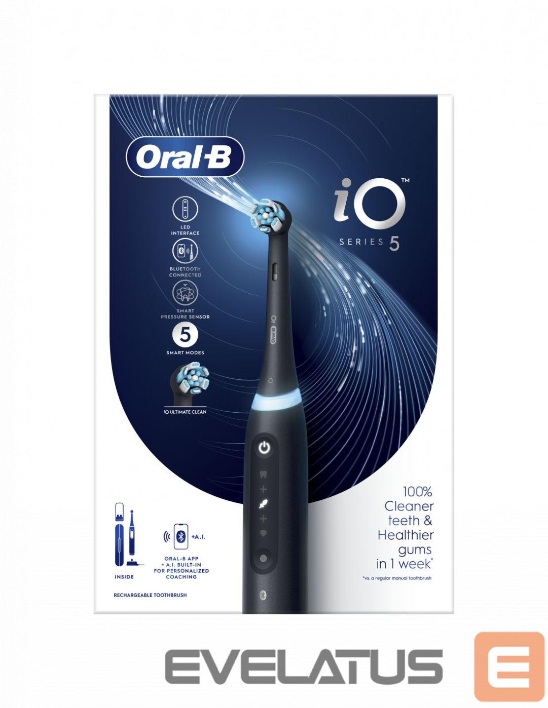 Toothbrush Oral-B Electric Toothbrush iO5 Rechargeable, For adults, Number of brush heads included 1, Matt Black, Number of teeth brushing modes 5