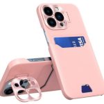 Back panel cover iLike Apple iPhone 14 Pro Leather Stand Case Card Wallet Cover with Stand Pink