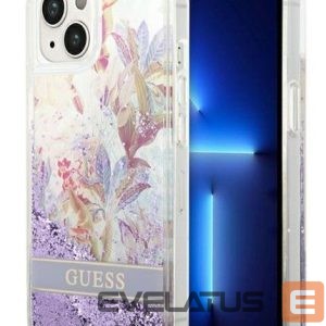Back panel cover Guess Apple iPhone 14 6,1 hardcase Flower Liquid Glitter Purple