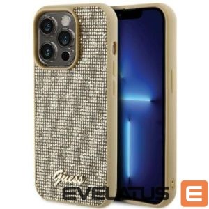 Back panel cover Guess Apple iPhone 15 Pro Max HC PU DISCO SCRIPT METAL Gold