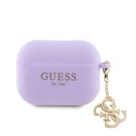 Headphone case Guess Apple Airpods Pro 2 Case Silicone Classic Logo Gold With 4G Charm Purple