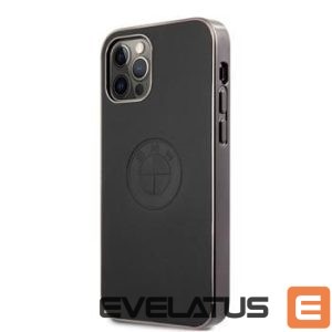 Back panel cover BMW Apple iPhone 12/12 Pro 6.1' Signature Leather Embossed Logo Hard Case Black