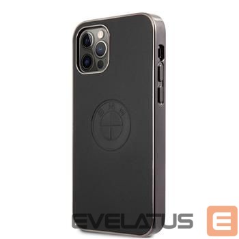 Back panel cover BMW Apple iPhone 12/12 Pro 6.1' Signature Leather Embossed Logo Hard Case Black