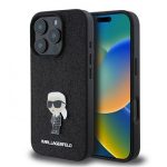 Back panel cover Karl Lagerfeld - iPhone 16 Pro Fixed Glitter Metal Ikonik Case Black