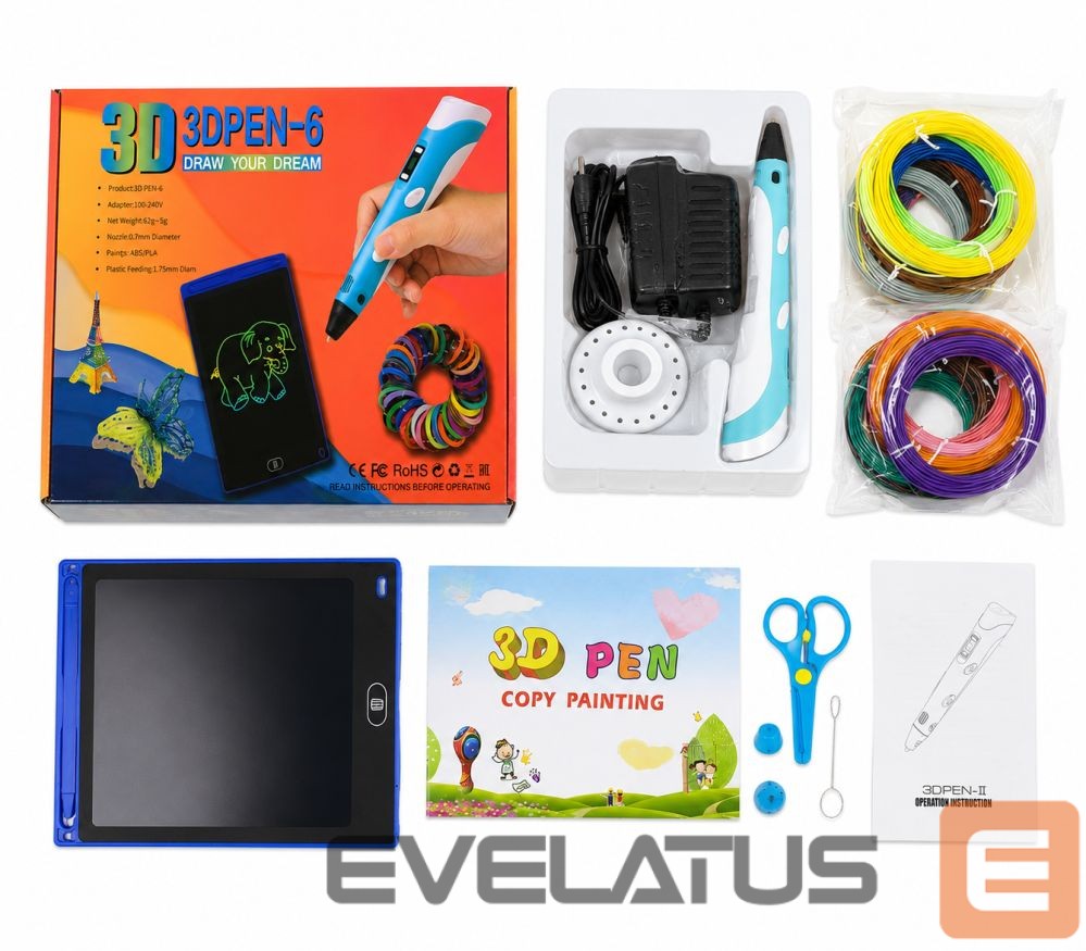 Toys iLike Melt 3D Pen Kit Box Complete Set For 3D Printing Pen, 3D PEN-7-1 Set with Stencils 5m x 20 Colors Blue