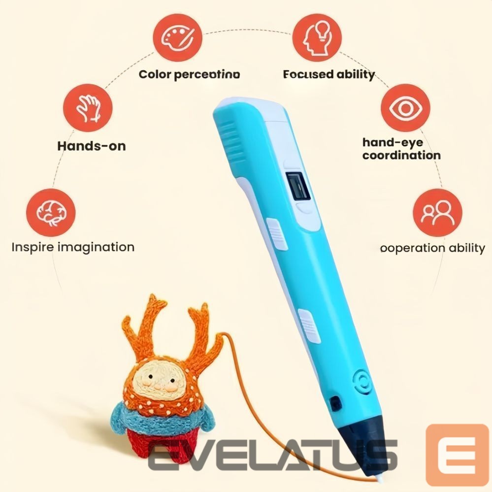 Toys iLike 3D Pen-3 with LCD display and 10 stencils Blue + Plastic set: 20 colors of 10 meters 200 meters Pink
