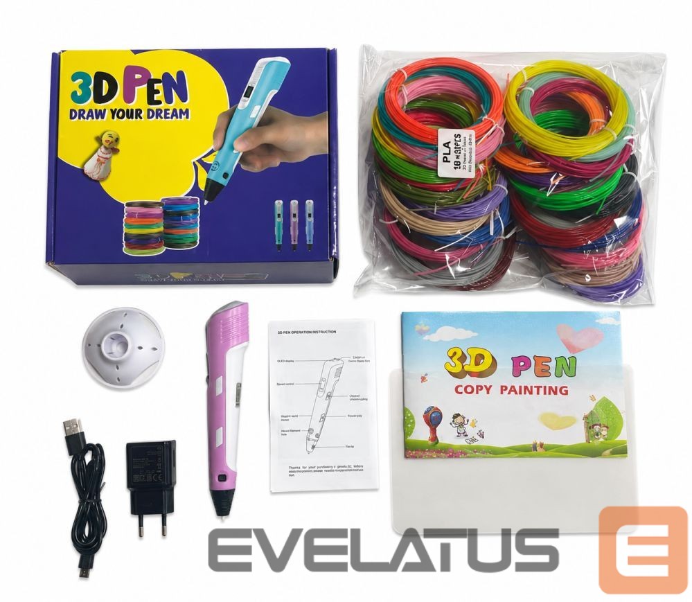 Toys iLike 3D Pen for Kids, 3D Printing Pen Printer with 150ft PLA Filament Refills, 3-Dimensional Drawing Craft Art Set 5m x 30 Colors Pink