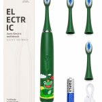 Toothbrush iLike  Kids Sonic Electric Toothbrush, Waterproof, 5 Brush Heads (1+4 Replacement Heads), Battery Powered, Soft Bristles, Green Frog Design Green