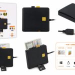 Converter iLike  4-in-1 USB Smart Card Reader with SIM, SD & Micro SD Support, CAC Reader for ID Cards, Bank Cards, eID and Memory Cards Black