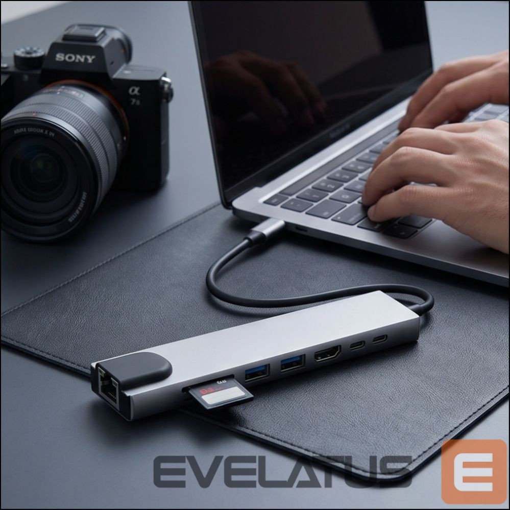 Other goods Tech-Protect Tech-Protect HB09 USB hub 8in1 TYPE-C + USB-A 3.0 + USB-C 3.0 + HDMI 4K 60HZ + SD/TF + PD100W + RJ45 1000 MB/S - gray