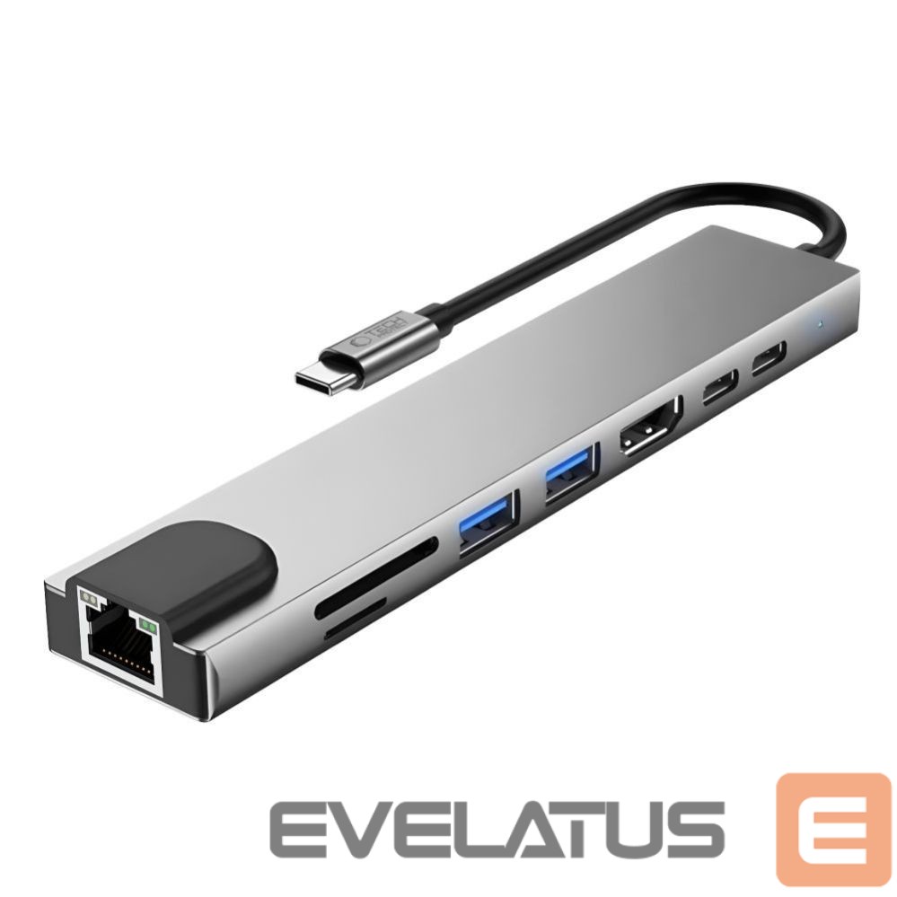 Other goods Tech-Protect Tech-Protect HB09 USB hub 8in1 TYPE-C + USB-A 3.0 + USB-C 3.0 + HDMI 4K 60HZ + SD/TF + PD100W + RJ45 1000 MB/S - gray