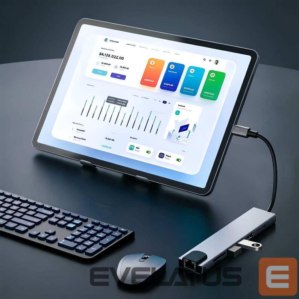 Other goods Tech-Protect Tech-Protect HB09 USB hub 8in1 TYPE-C + USB-A 3.0 + USB-C 3.0 + HDMI 4K 60HZ + SD/TF + PD100W + RJ45 1000 MB/S - gray