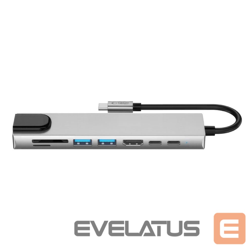 Other goods Tech-Protect Tech-Protect HB09 USB hub 8in1 TYPE-C + USB-A 3.0 + USB-C 3.0 + HDMI 4K 60HZ + SD/TF + PD100W + RJ45 1000 MB/S - gray