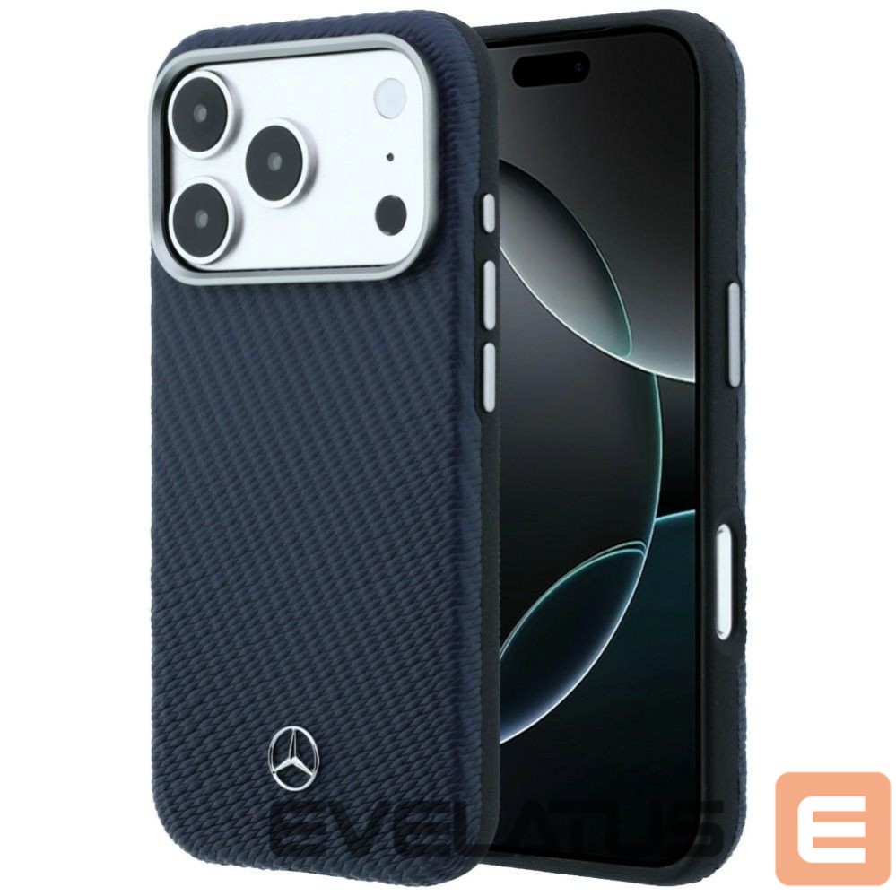 Other goods Mercedes-Benz Mercedes Leather Semi Wrap Wood Effect MagSafe Case for iPhone 17 Pro - Navy Blue