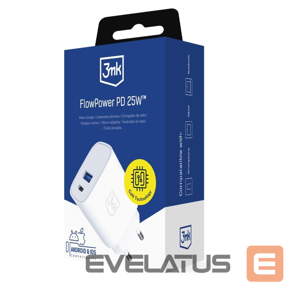 Other goods 3MK 3mk FlowPower 25W 1A1C PD QC4+ Wall Charger - White