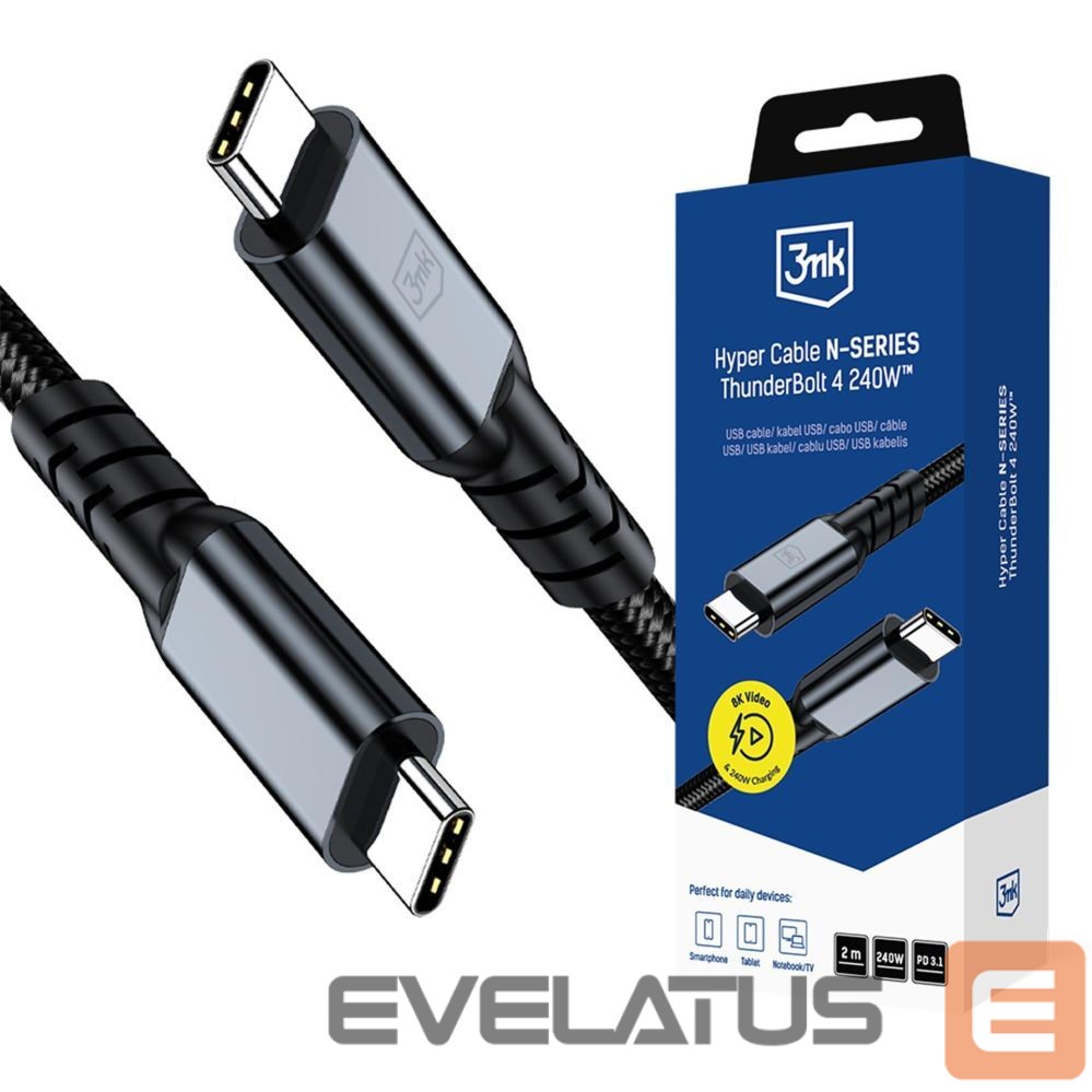 Other goods 3MK 3mk Hyper Cable N-SERIES USB-C / USB-C Thunderbolt 4 2m 48V / 5A 40Gb/s 240W 8K60Hz - black