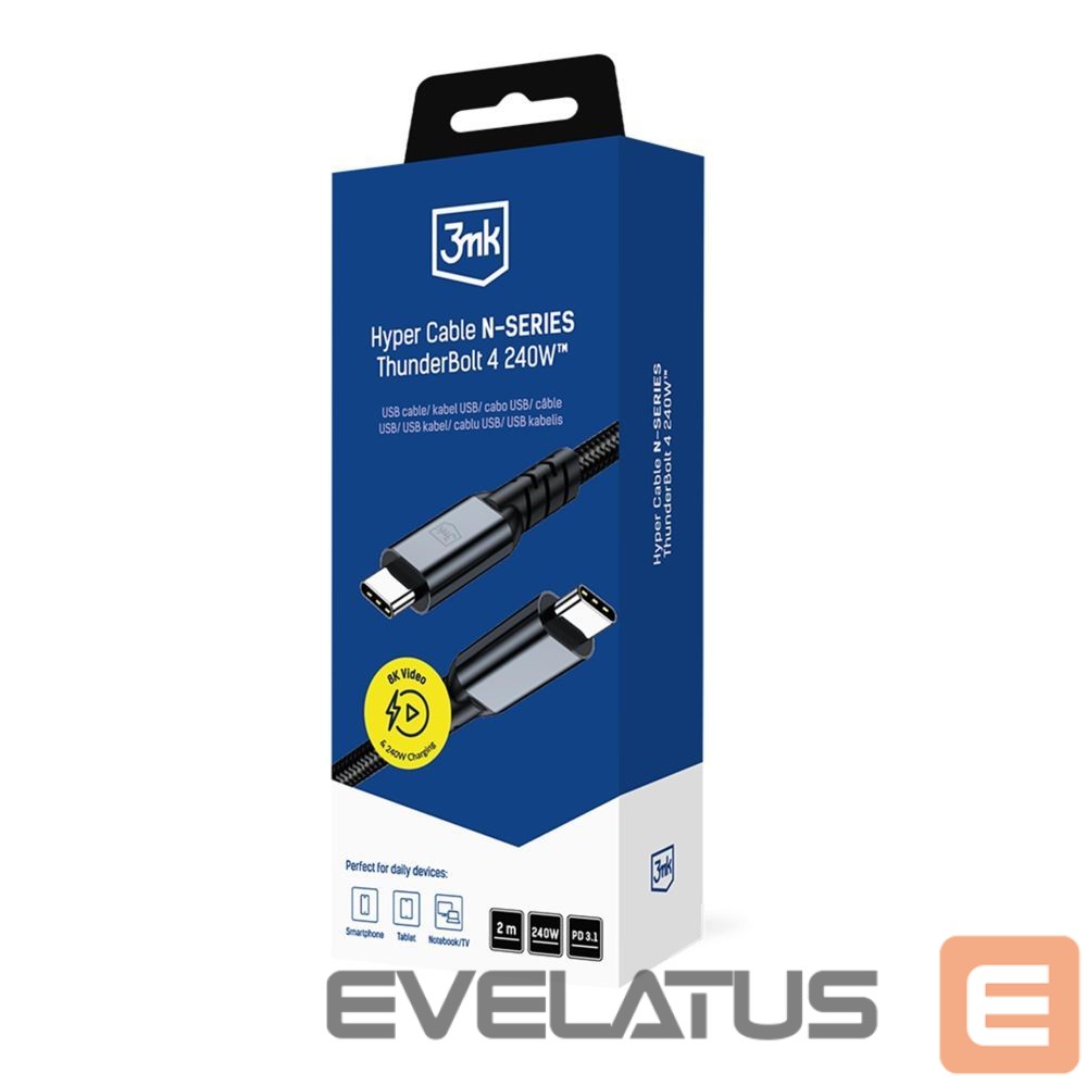 Other goods 3MK 3mk Hyper Cable N-SERIES USB-C / USB-C Thunderbolt 4 2m 48V / 5A 40Gb/s 240W 8K60Hz - black