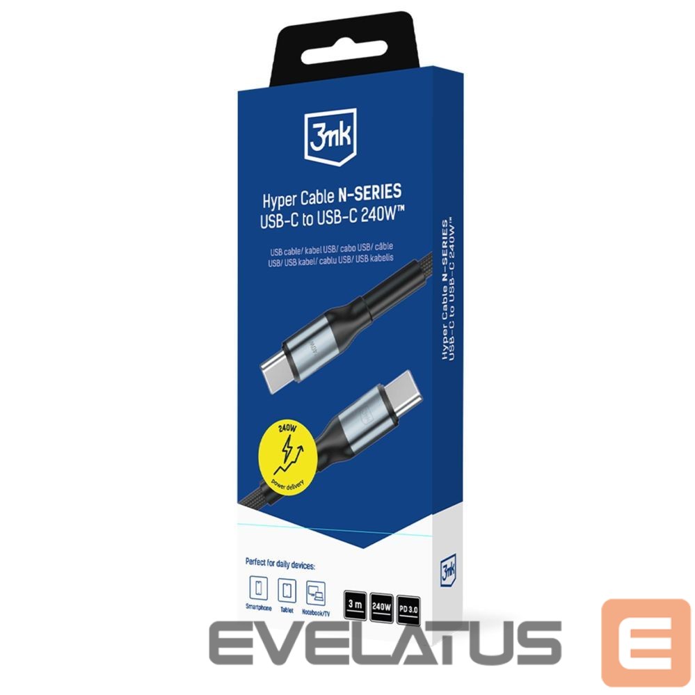Other goods 3MK 3mk Hyper Cable N-SERIES USB-C / USB-C 3m PD 3.0 QC 3.0 48V / 5A 240W - black