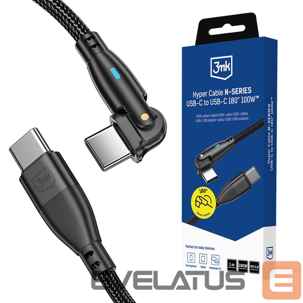 Other goods 3MK 3mk Hyper Cable N-SERIES USB-C / USB-C 1m PD 3.0 QC 3.0 20V / 5A 100W - black