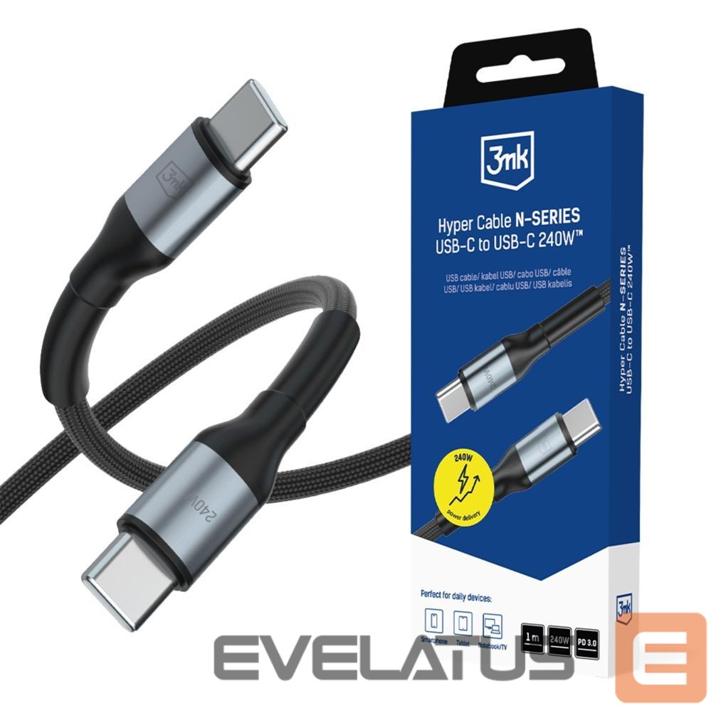 Other goods 3MK 3mk Hyper Cable N-SERIES USB-C / USB-C 1m PD 3.0 QC 3.0 48V / 5A 240W - black