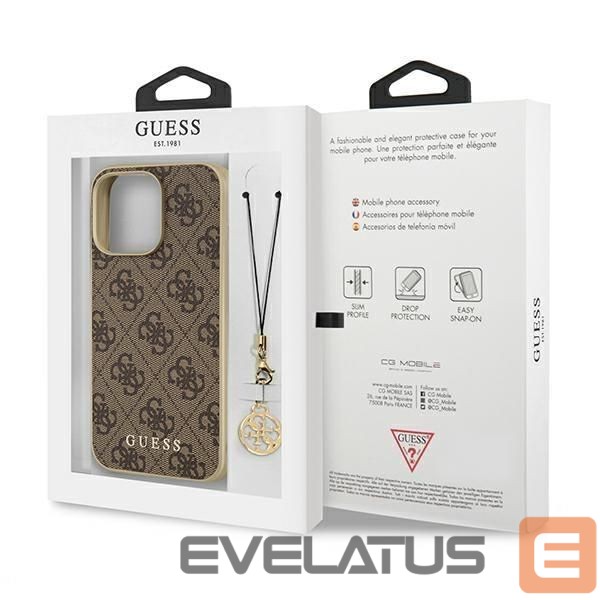 Back panel cover Guess Guess GUHCP13LGF4GBR iPhone 13 Pro / 13 6.1 "brown / brown hardcase 4G Charms Collection