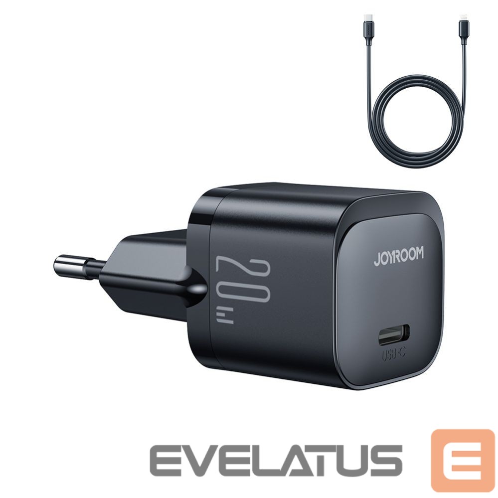 Adapter Joyroom USB C 20W PD mini charger with USB C cable - Lightning Joyroom JR-TCF02 - black