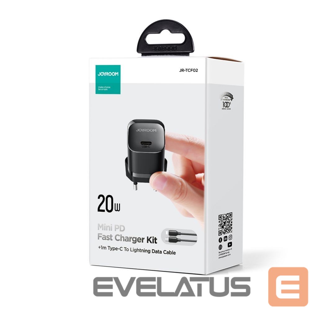 Adapter Joyroom USB C 20W PD mini charger with USB C cable - Lightning Joyroom JR-TCF02 - black