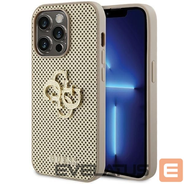 Back panel cover Guess Guess Perforated 4G Glitter case for iPhone 15 Pro - gold