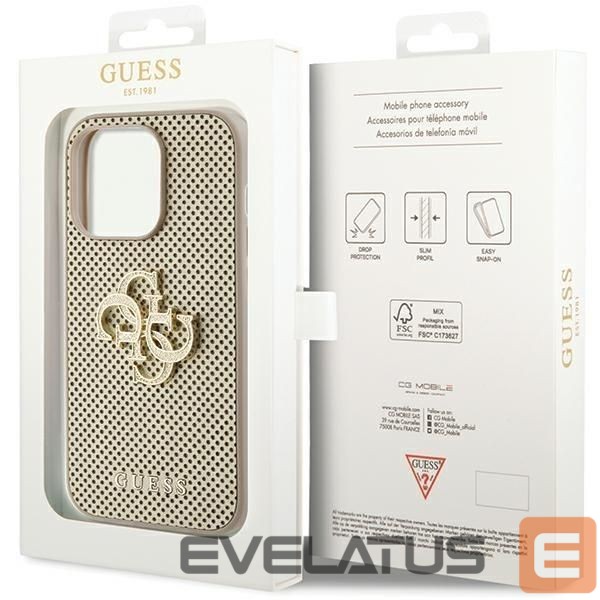 Back panel cover Guess Guess Perforated 4G Glitter case for iPhone 15 Pro - gold