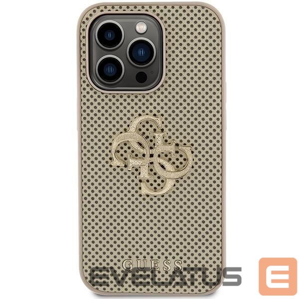 Back panel cover Guess Guess Perforated 4G Glitter case for iPhone 15 Pro - gold