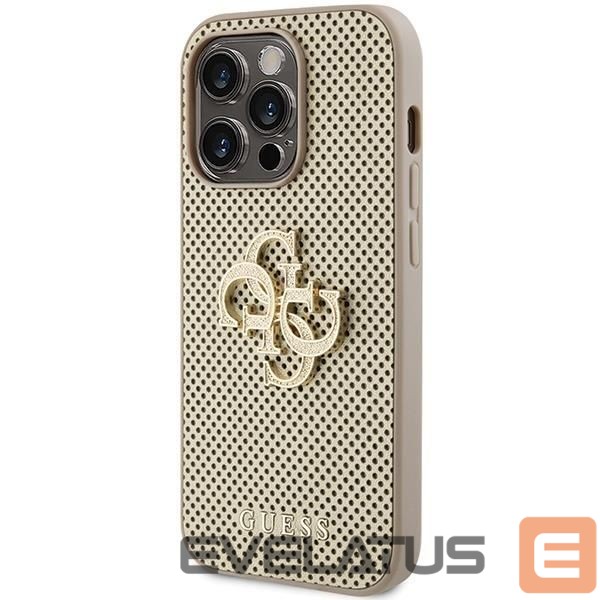 Back panel cover Guess Guess Perforated 4G Glitter case for iPhone 15 Pro - gold