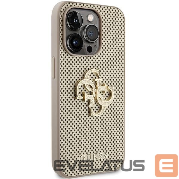 Back panel cover Guess Guess Perforated 4G Glitter case for iPhone 15 Pro - gold