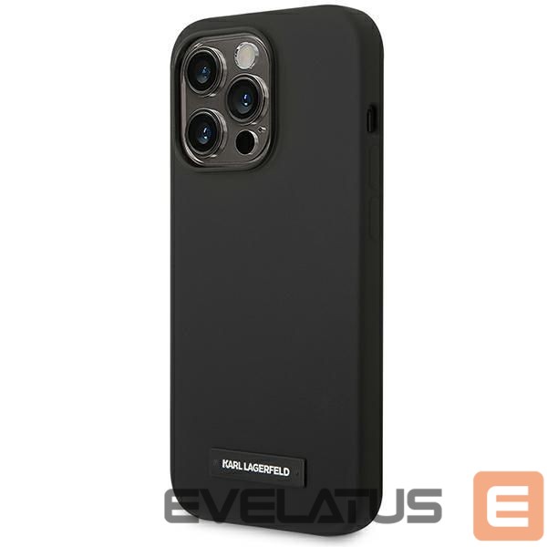 Back panel cover Karl Lagerfeld Karl Lagerfeld KLHMP14LSLMP1K iPhone 14 Pro 6,1" hardcase czarny/black Silicone Plaque Magsafe
