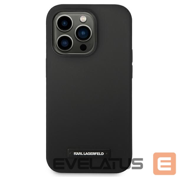Back panel cover Karl Lagerfeld Karl Lagerfeld KLHMP14LSLMP1K iPhone 14 Pro 6,1" hardcase czarny/black Silicone Plaque Magsafe