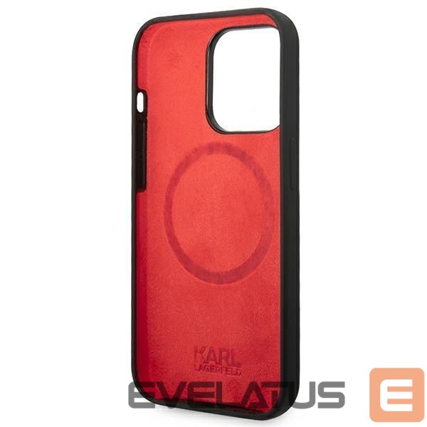 Back panel cover Karl Lagerfeld Karl Lagerfeld KLHMP14LSLMP1K iPhone 14 Pro 6,1" hardcase czarny/black Silicone Plaque Magsafe
